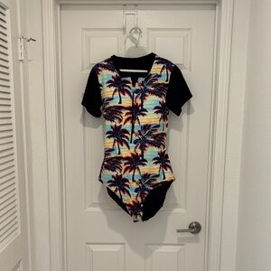 Tropical Palm Tree Print Swimsuit